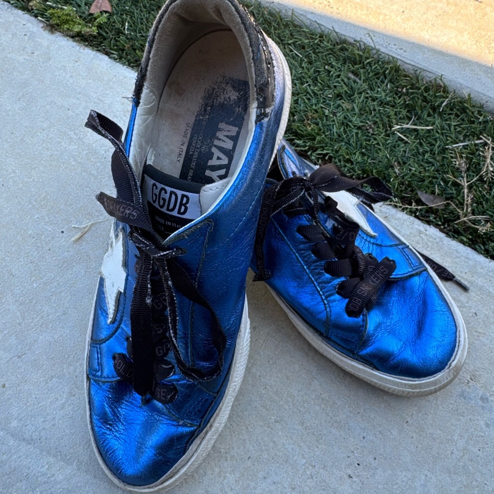Golden Goose Metallic Blue Sneakers